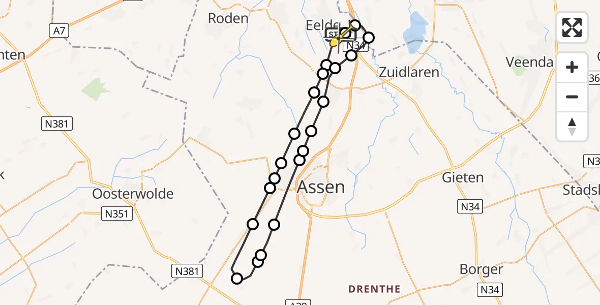 Routekaart van de vlucht: Lifeliner 4 naar Groningen Airport Eelde