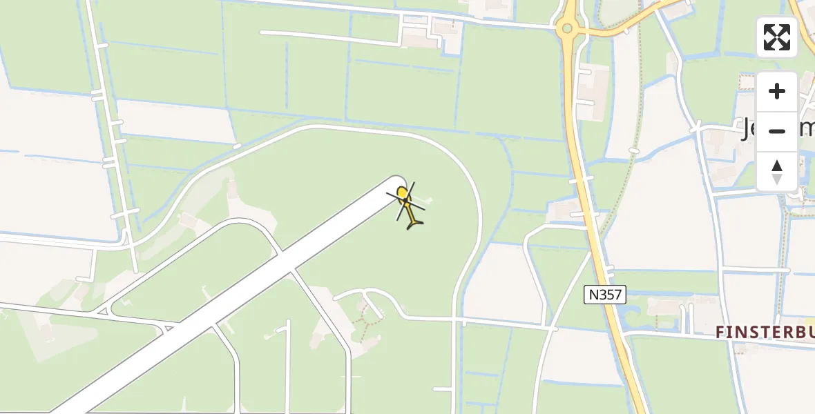 Vluchtroute Ambulancehelikopter van Vliegbasis Leeuwarden naar Vliegbasis Leeuwarden