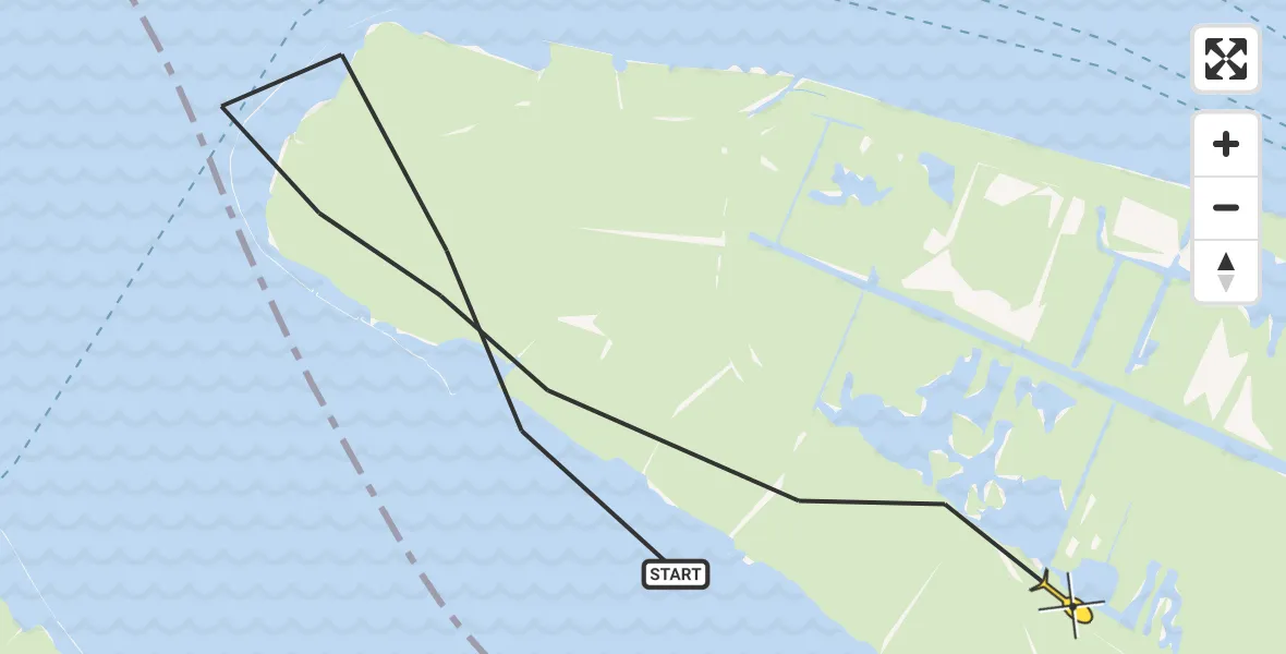 Routekaart van de vlucht: Lifeliner 2 naar Goudswaard