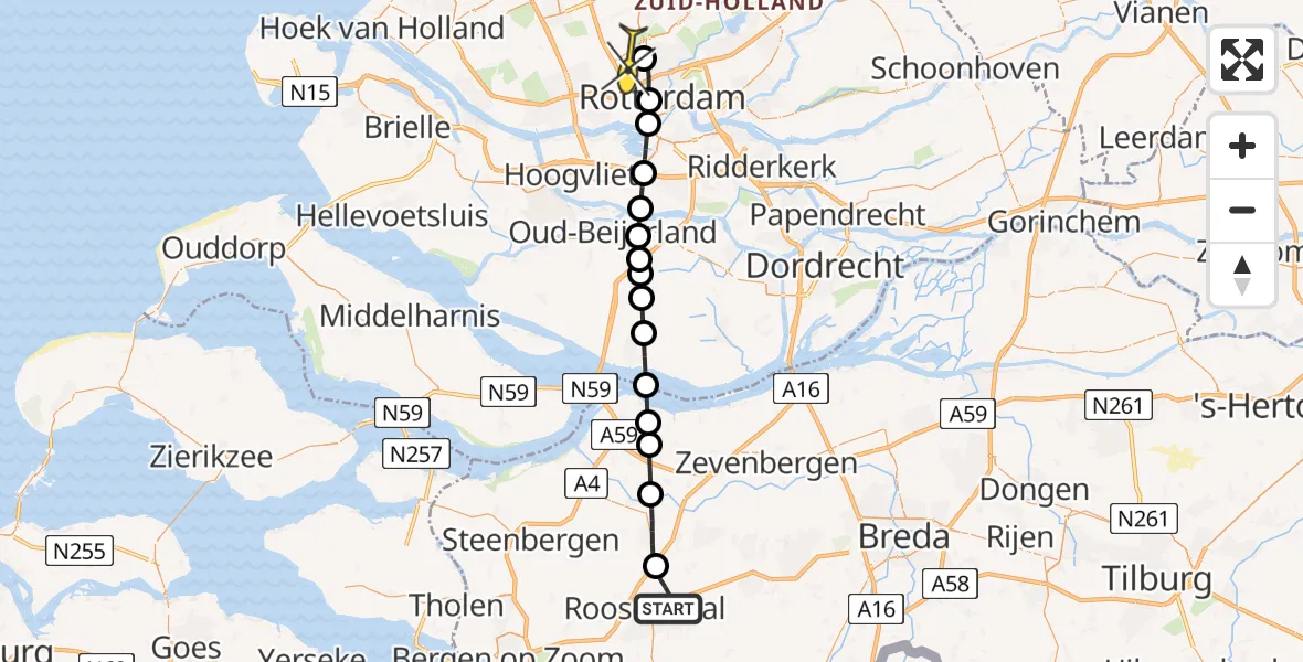 Routekaart van de vlucht: Lifeliner 2 naar Rotterdam The Hague Airport