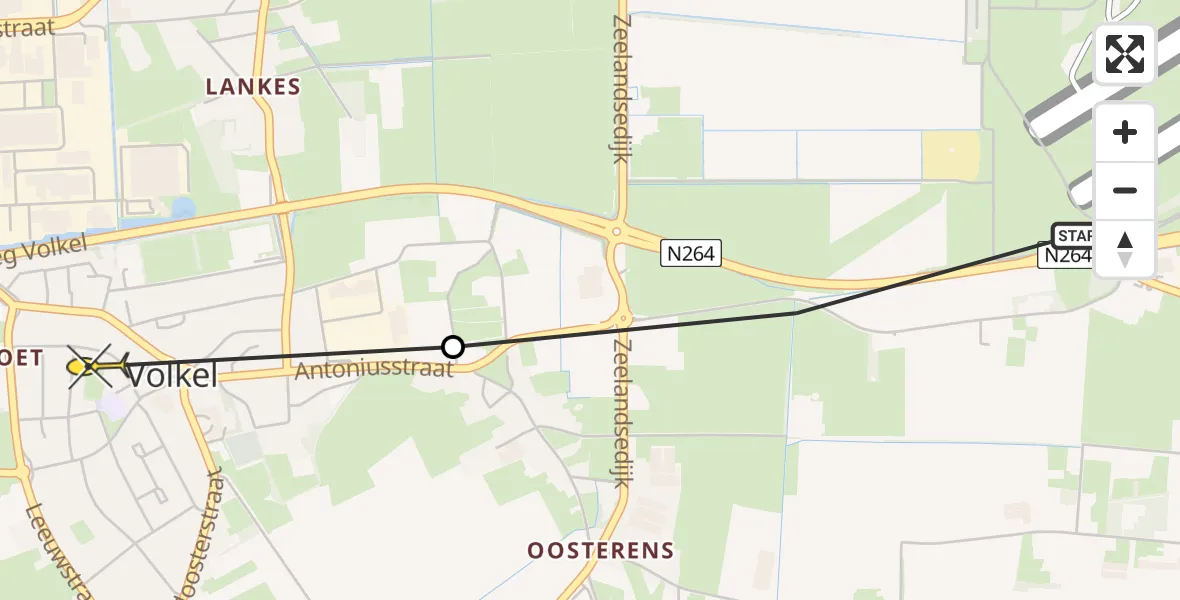 Routekaart van de vlucht: Traumahelikopter naar Volkel