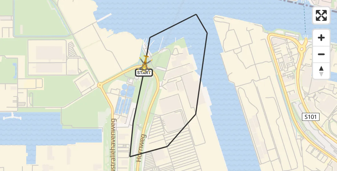 Vluchtroute Traumahelikopter Amsterdam Heliport - Amsterdam Heliport, 07 december 2023, 18:22