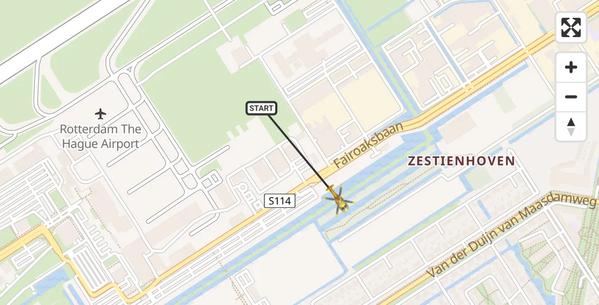Vluchtroute Traumahelikopter Rotterdam The Hague Airport - Rotterdam The Hague Airport, 07 december 2023, 20:06