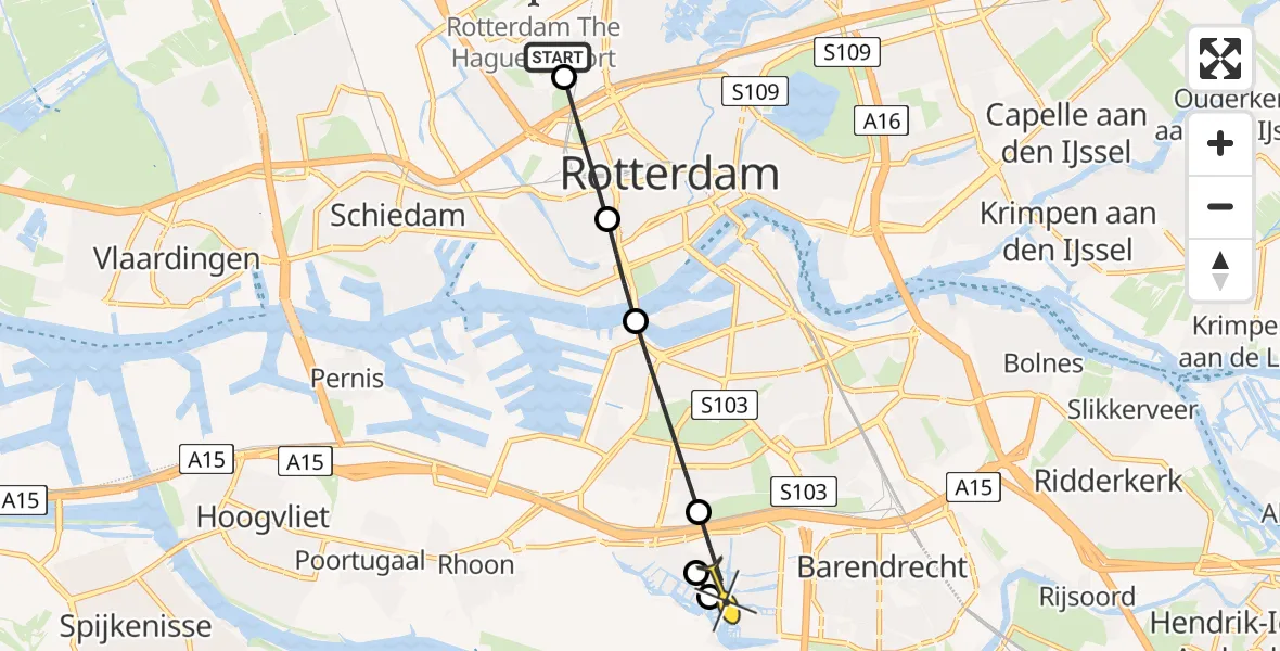 Routekaart van de vlucht: Lifeliner 2 naar Barendrecht