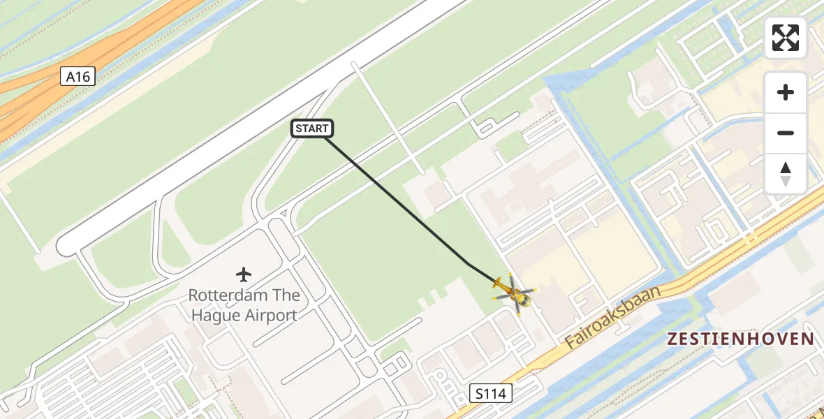 Vluchtroute Traumahelikopter Rotterdam The Hague Airport - Rotterdam The Hague Airport, 07 december 2023, 21:18