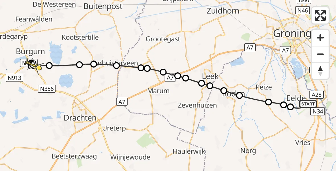 Routekaart van de vlucht: Lifeliner 4 naar Sumar