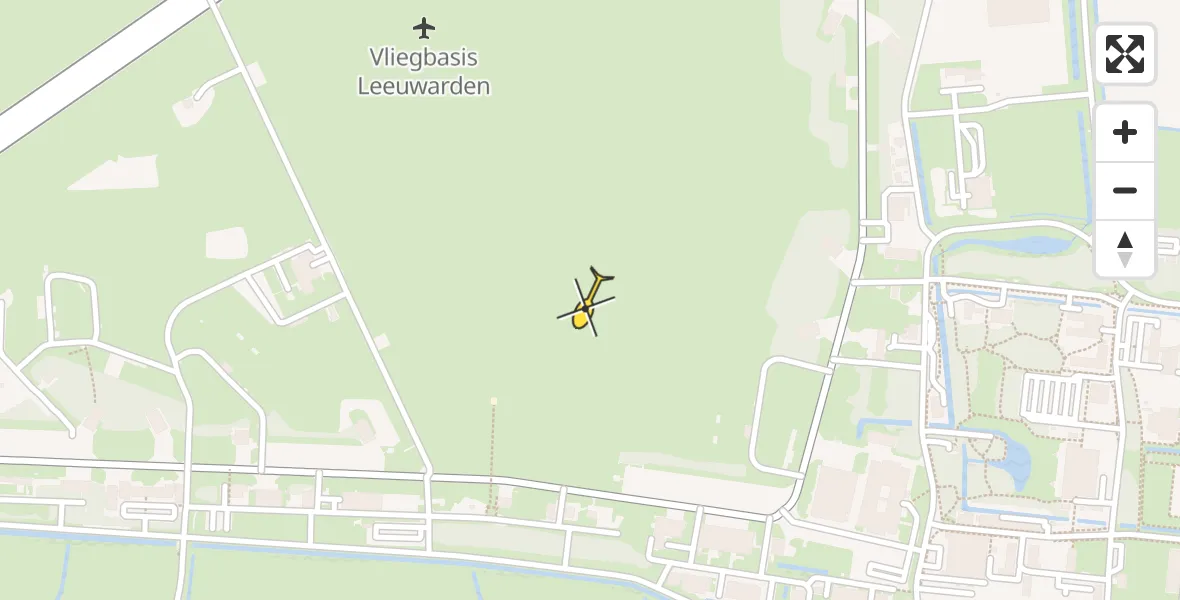 Routekaart van de vlucht: Ambulancehelikopter naar Vliegbasis Leeuwarden