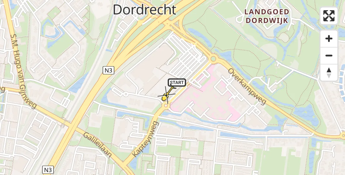 Routekaart van de vlucht: Lifeliner 2 naar Dordrecht