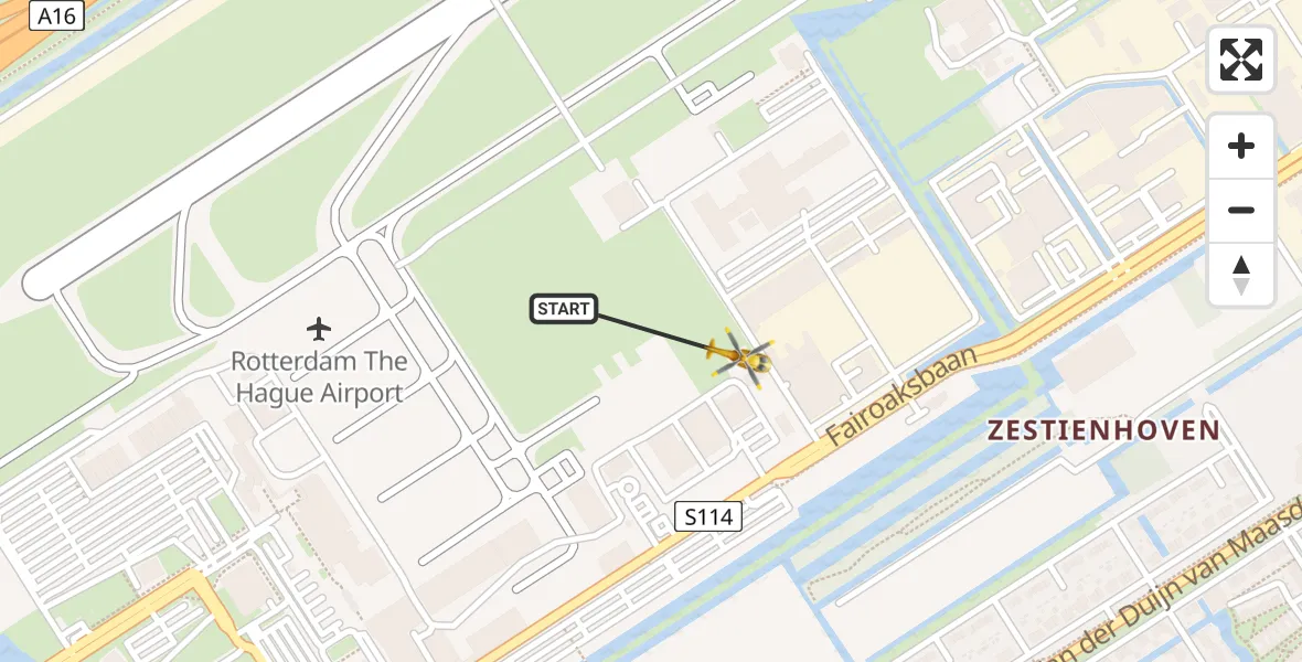 Vluchtroute Traumahelikopter Rotterdam The Hague Airport - Rotterdam The Hague Airport, 08 december 2023, 21:57