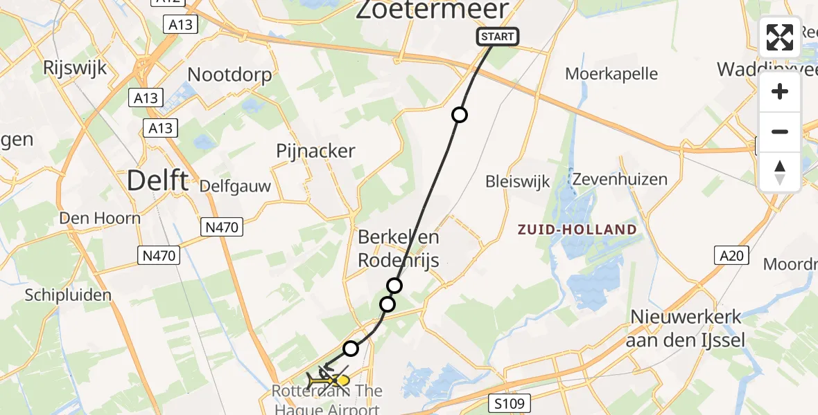 Routekaart van de vlucht: Lifeliner 2 naar Rotterdam The Hague Airport