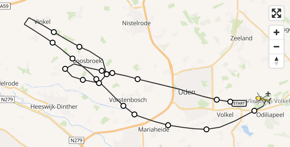 Routekaart van de vlucht: Lifeliner 3 naar Vliegbasis Volkel