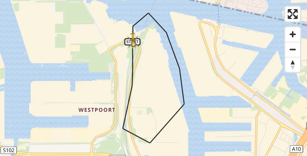 Vluchtroute Traumahelikopter Amsterdam Heliport - Amsterdam Heliport, 09 december 2023, 09:02