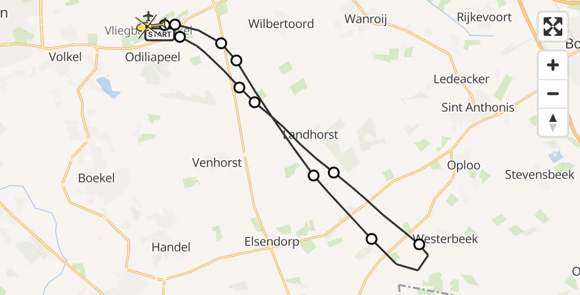 Routekaart van de vlucht: Lifeliner 3 naar Vliegbasis Volkel