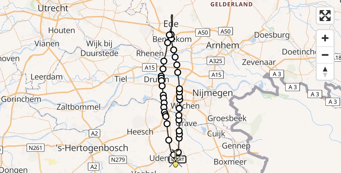 Routekaart van de vlucht: Lifeliner 3 naar Vliegbasis Volkel