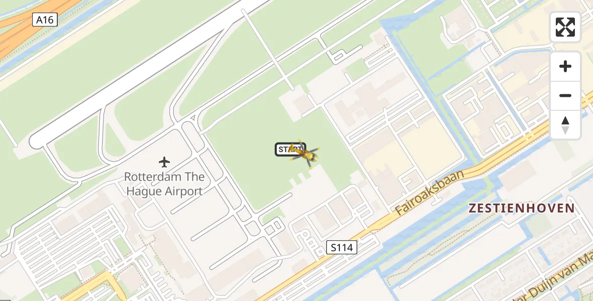 Vluchtroute Traumahelikopter Rotterdam The Hague Airport - Rotterdam The Hague Airport, 09 december 2023, 11:16