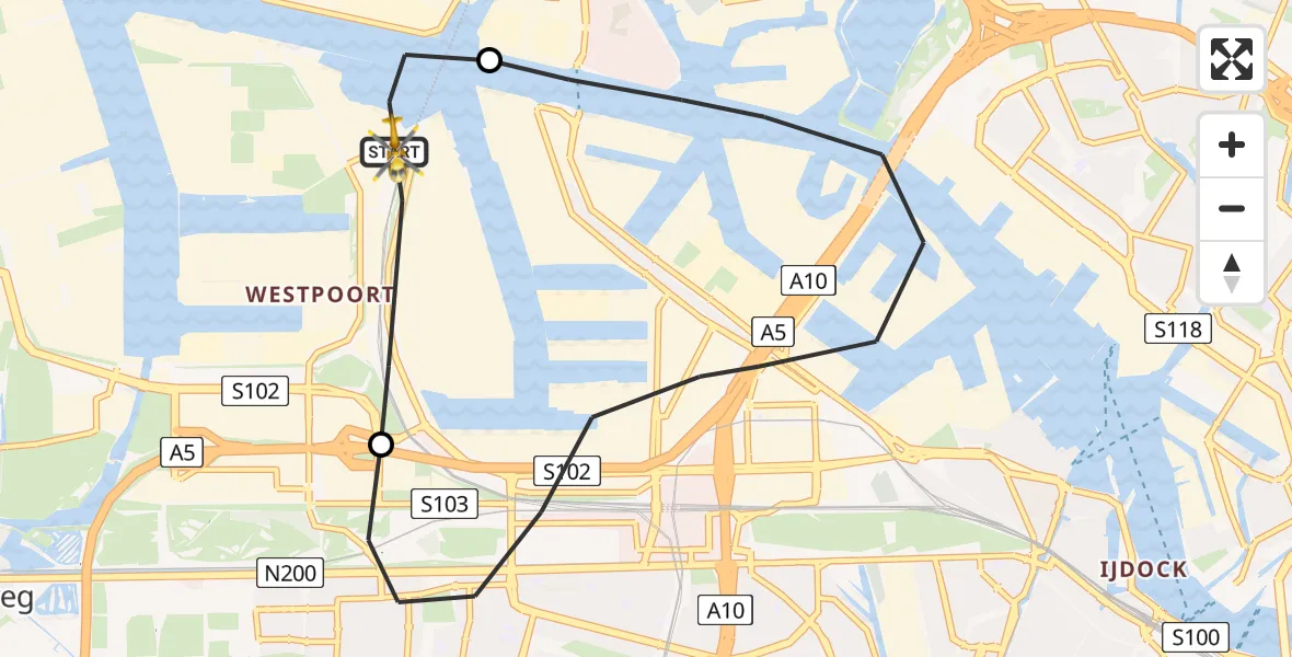 Vluchtroute Traumahelikopter Amsterdam Heliport - Amsterdam Heliport, 09 december 2023, 11:25