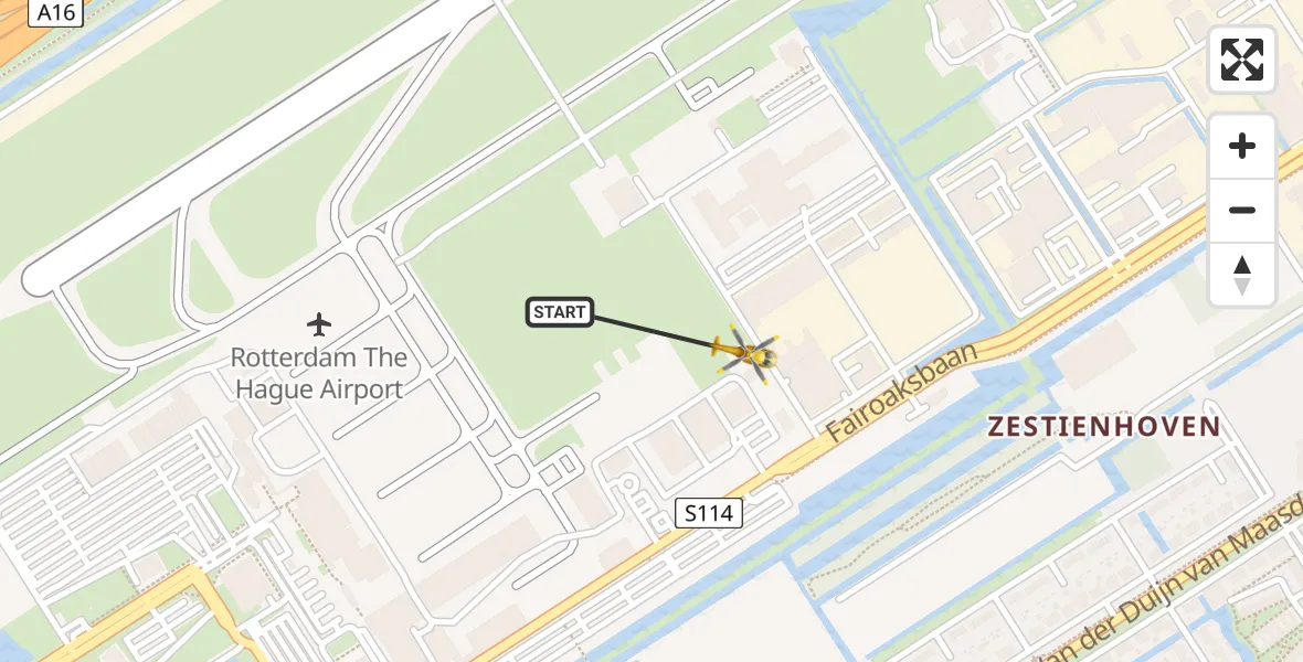 Vluchtroute Traumahelikopter Rotterdam The Hague Airport - Rotterdam The Hague Airport, 09 december 2023, 12:04