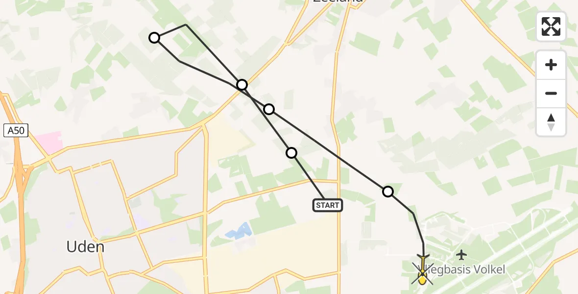 Routekaart van de vlucht: Lifeliner 3 naar Vliegbasis Volkel