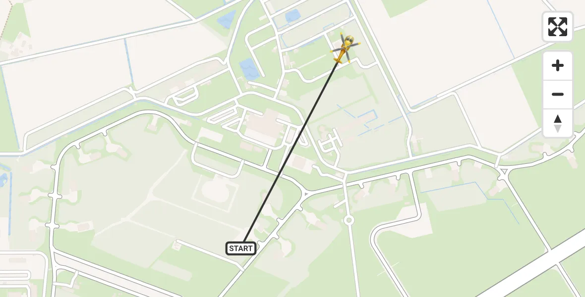 Vluchtroute Traumahelikopter van Vliegbasis Volkel naar Vliegbasis Volkel