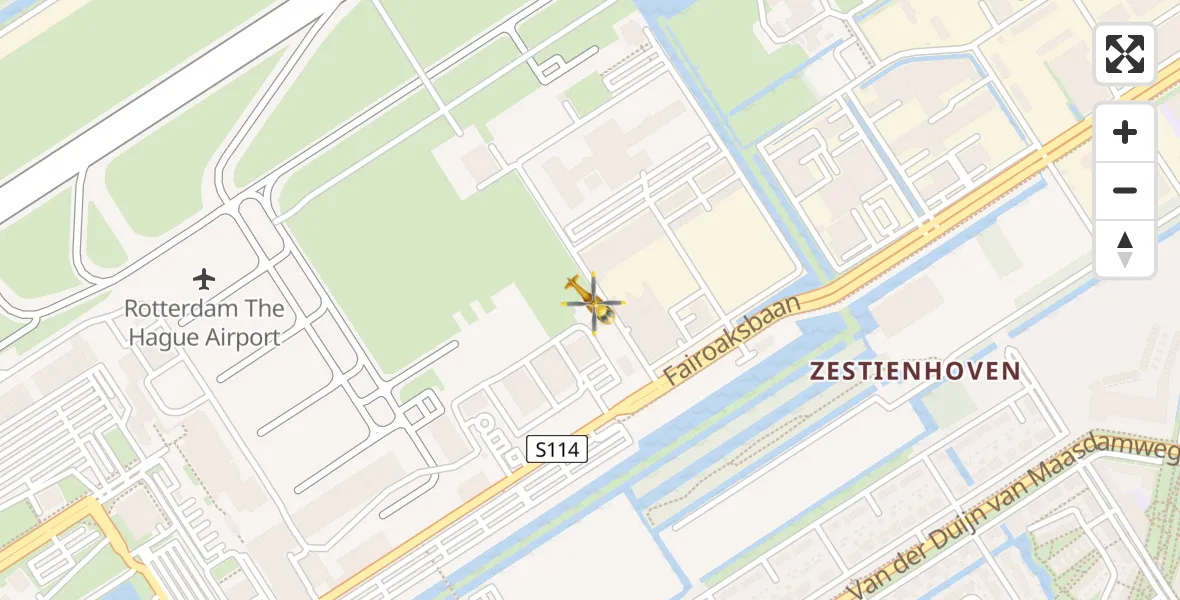 Vluchtroute Traumahelikopter Rotterdam The Hague Airport - Rotterdam The Hague Airport, 09 december 2023, 20:35