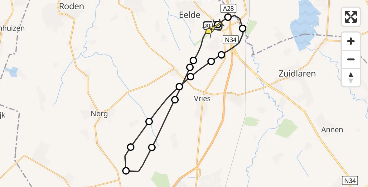 Routekaart van de vlucht: Lifeliner 4 naar Groningen Airport Eelde
