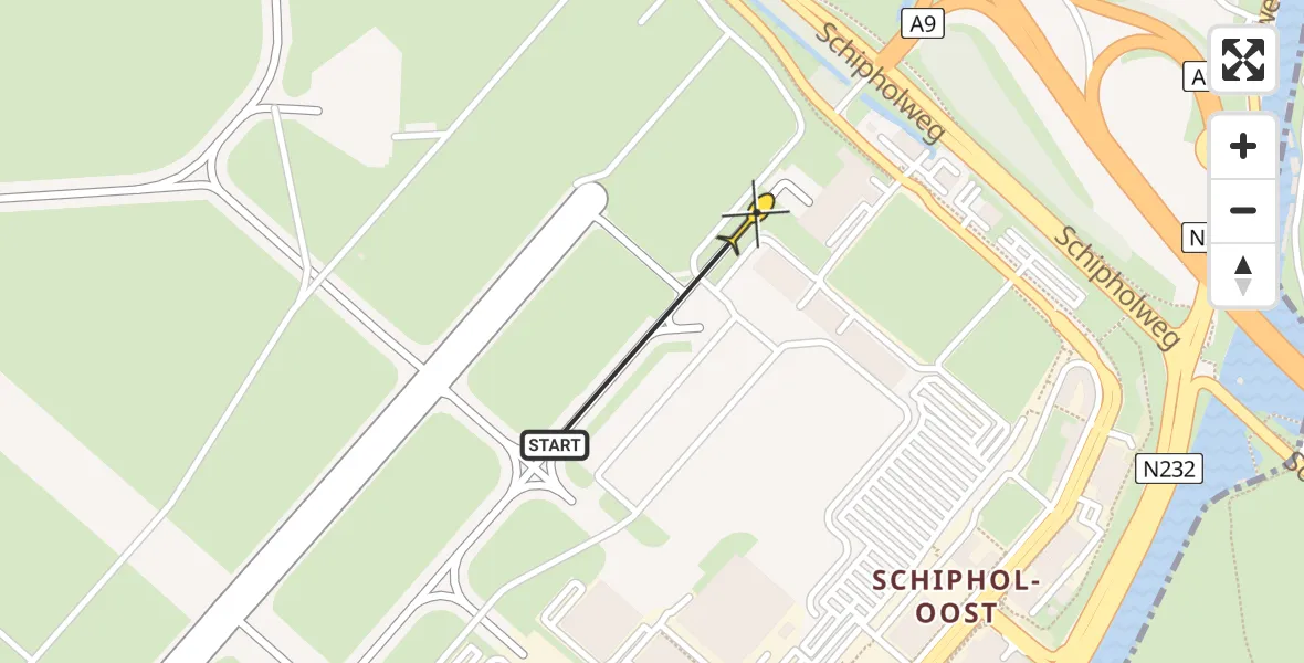 Vluchtroute Politiehelikopter van Schiphol naar Schiphol
