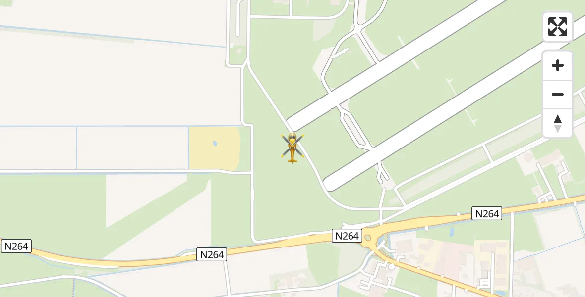 Vluchtroute Traumahelikopter van Vliegbasis Volkel naar Vliegbasis Volkel
