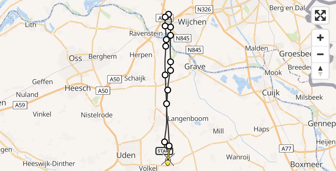 Routekaart van de vlucht: Lifeliner 3 naar Vliegbasis Volkel