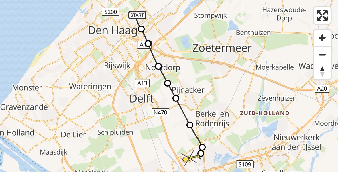 Routekaart van de vlucht: Lifeliner 2 naar Rotterdam The Hague Airport