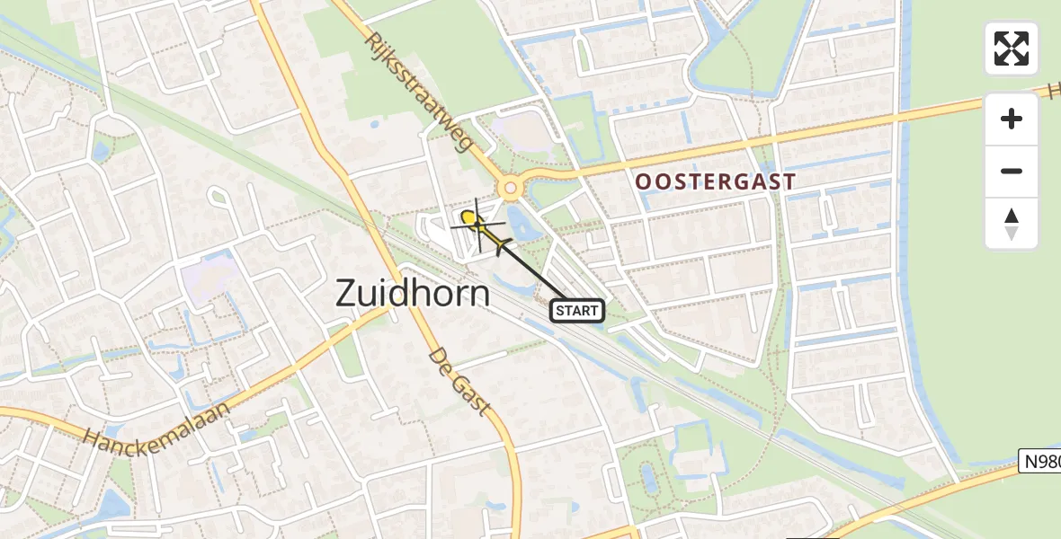 Routekaart van de vlucht: Lifeliner 4 naar Zuidhorn