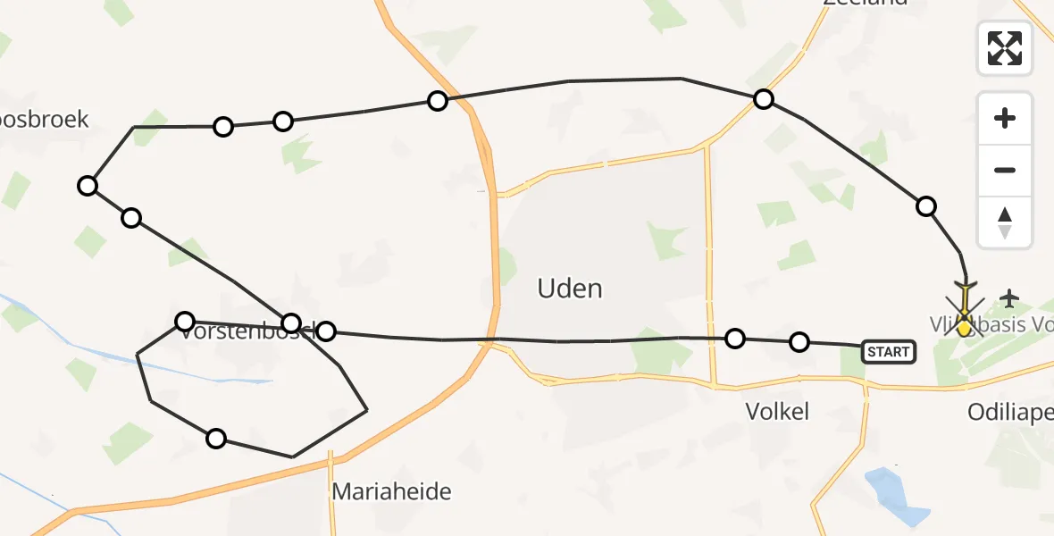 Routekaart van de vlucht: Lifeliner 3 naar Vliegbasis Volkel