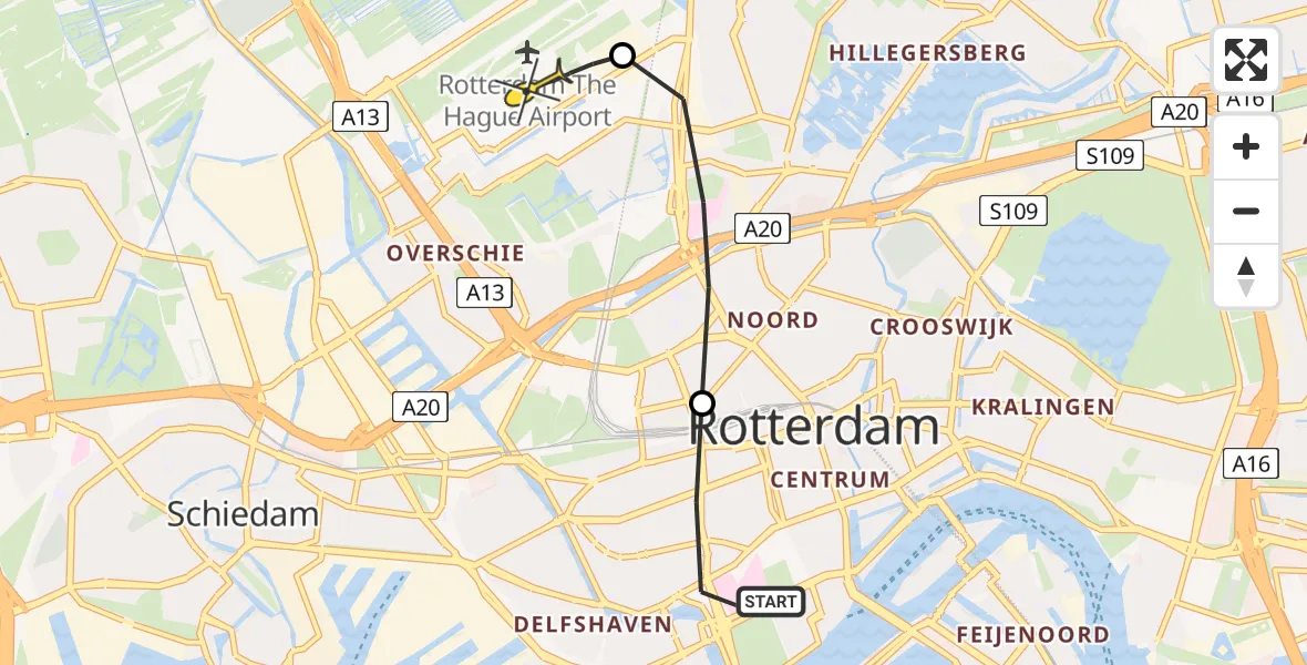 Routekaart van de vlucht: Lifeliner 2 naar Rotterdam The Hague Airport