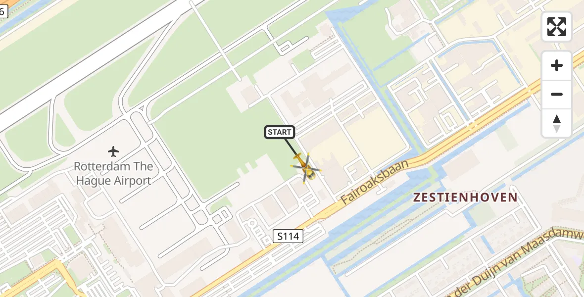 Vluchtroute Traumahelikopter Rotterdam The Hague Airport - Rotterdam The Hague Airport, 10 december 2023, 13:22
