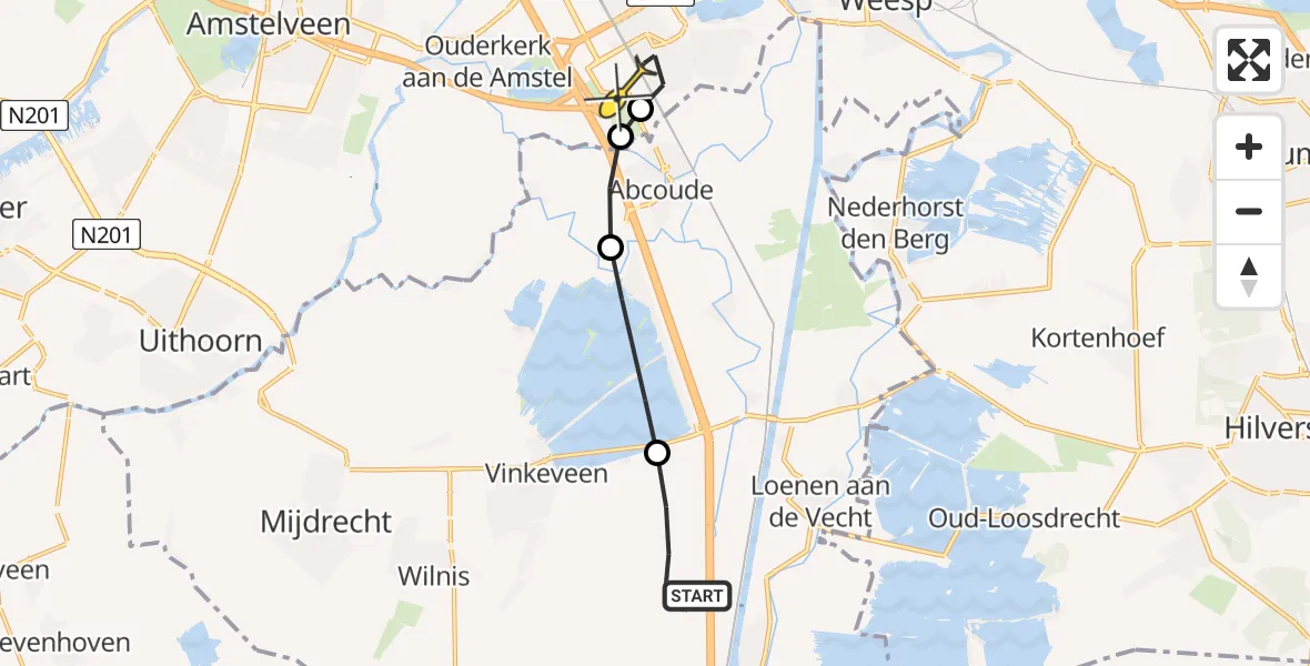 Routekaart van de vlucht: Lifeliner 1 naar Academisch Medisch Centrum (AMC)