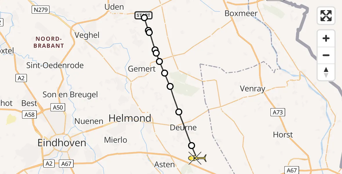 Routekaart van de vlucht: Lifeliner 3 naar Liessel