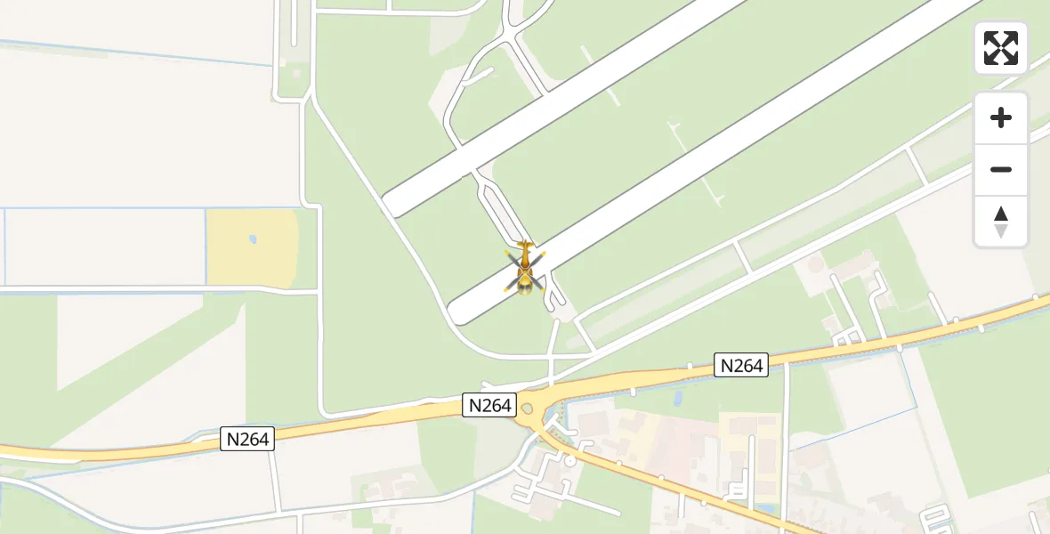 Vluchtroute Traumahelikopter van Vliegbasis Volkel naar Vliegbasis Volkel
