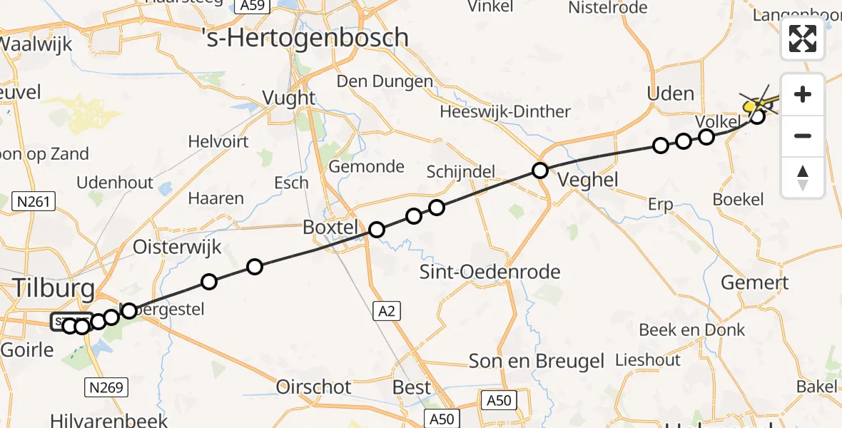 Routekaart van de vlucht: Lifeliner 3 naar Vliegbasis Volkel