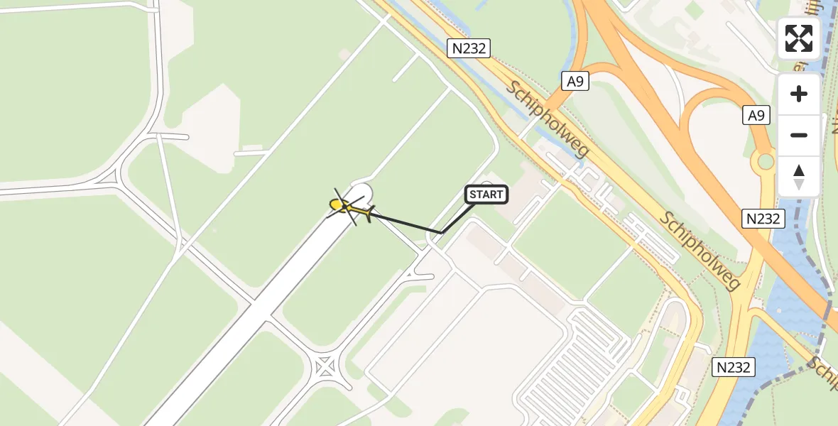 Vluchtroute Politiehelikopter van Schiphol naar Schiphol