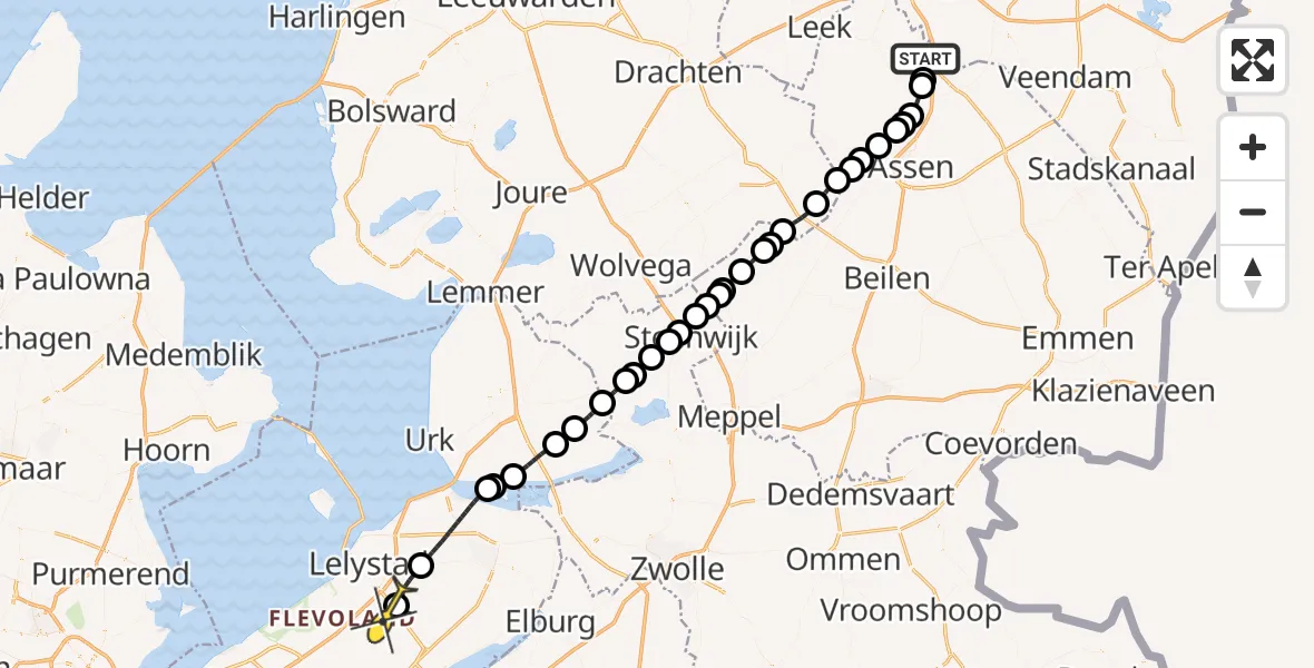 Routekaart van de vlucht: Lifeliner 4 naar Lelystad Airport