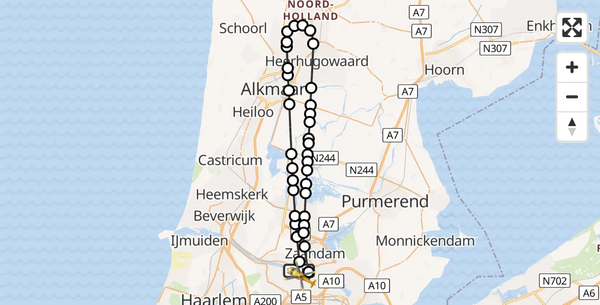 Vluchtroute Traumahelikopter Amsterdam Heliport - Amsterdam Heliport, 11 december 2023, 13:31