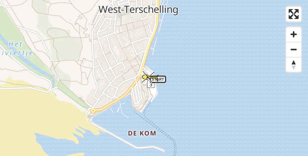 Routekaart van de vlucht: Lifeliner 4 naar West-Terschelling