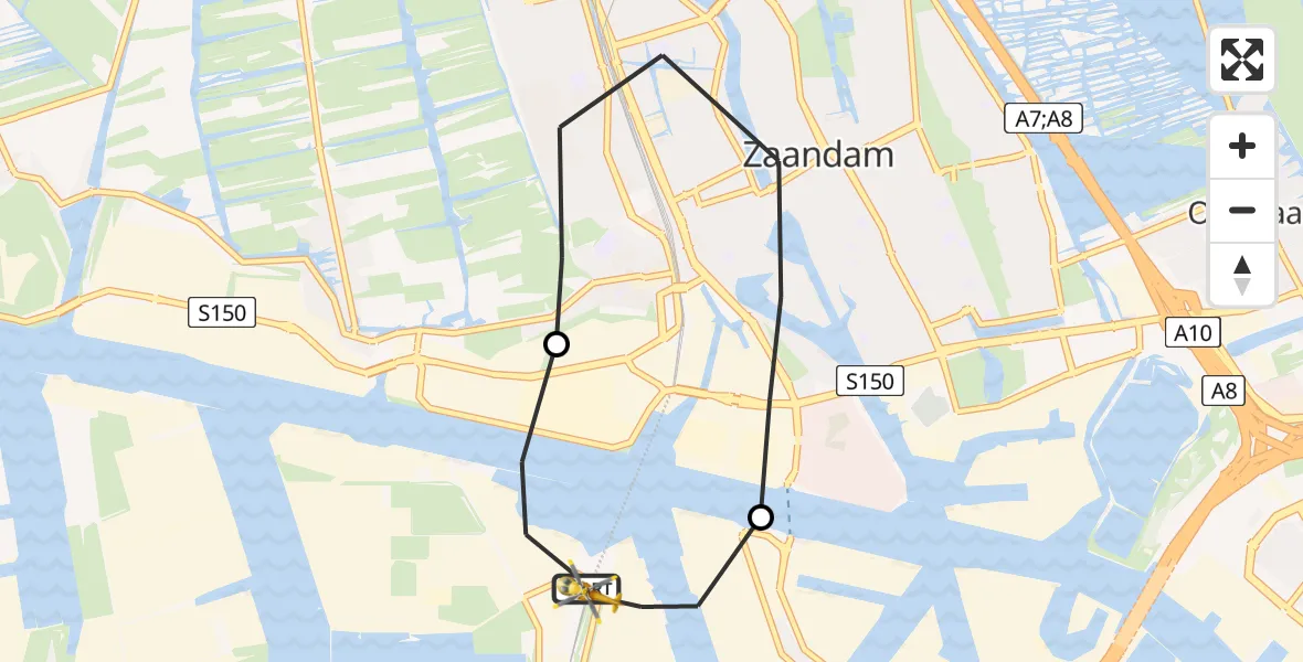 Vluchtroute Traumahelikopter Amsterdam Heliport - Amsterdam Heliport, 11 december 2023, 14:10