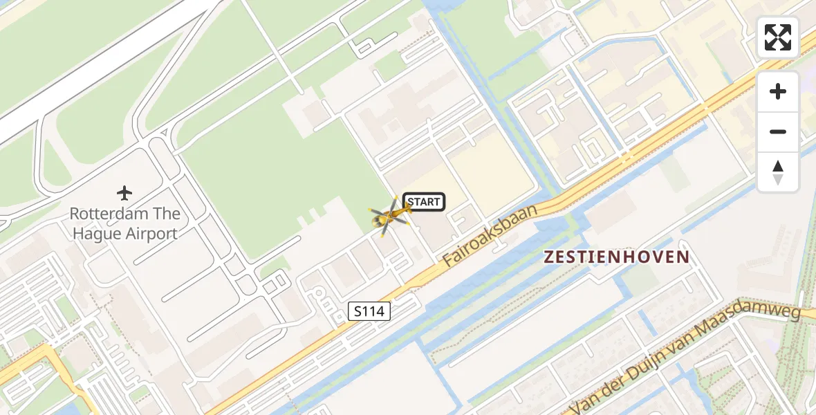 Vluchtroute Traumahelikopter Rotterdam The Hague Airport - Rotterdam The Hague Airport, 11 december 2023, 14:19