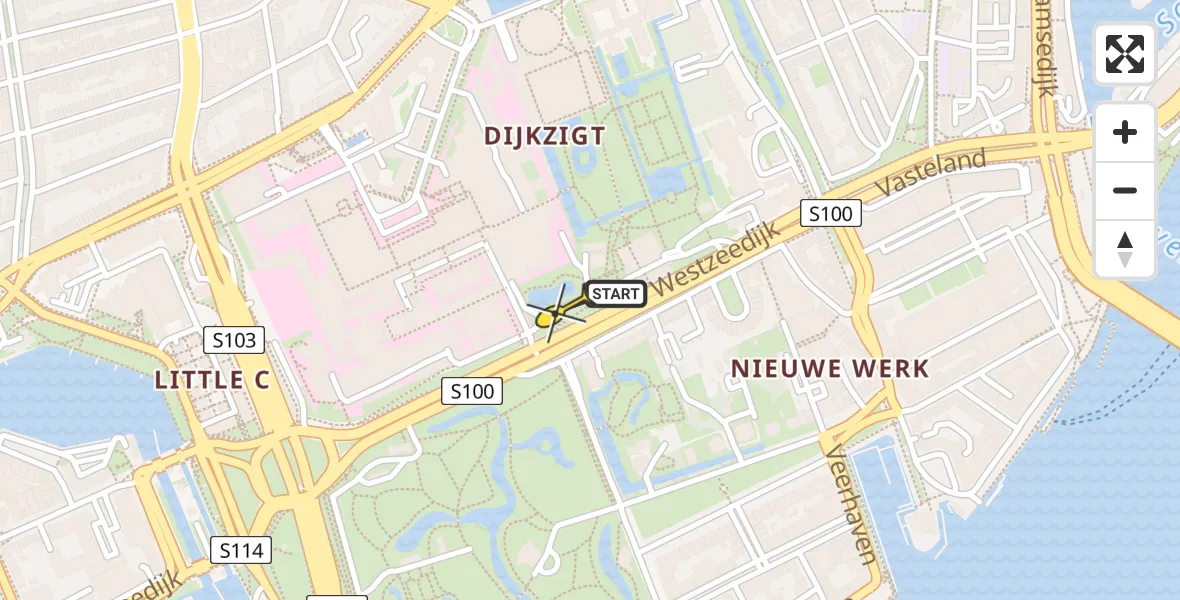 Vluchtroute Traumahelikopter van Erasmus MC naar Erasmus MC