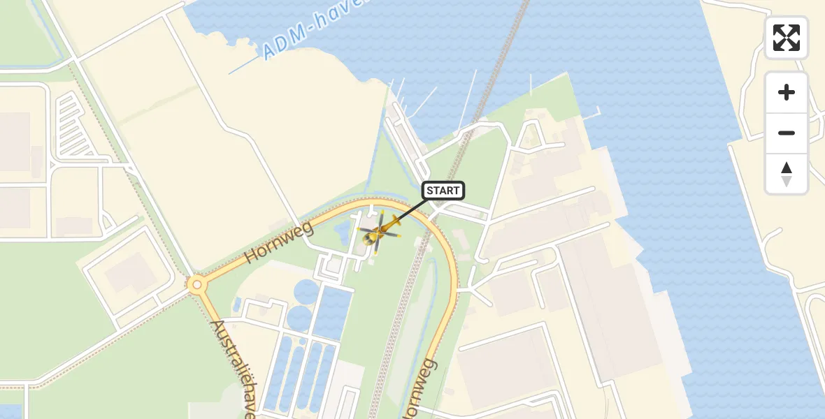 Vluchtroute Traumahelikopter Amsterdam Heliport - Amsterdam Heliport, 12 december 2023, 02:52