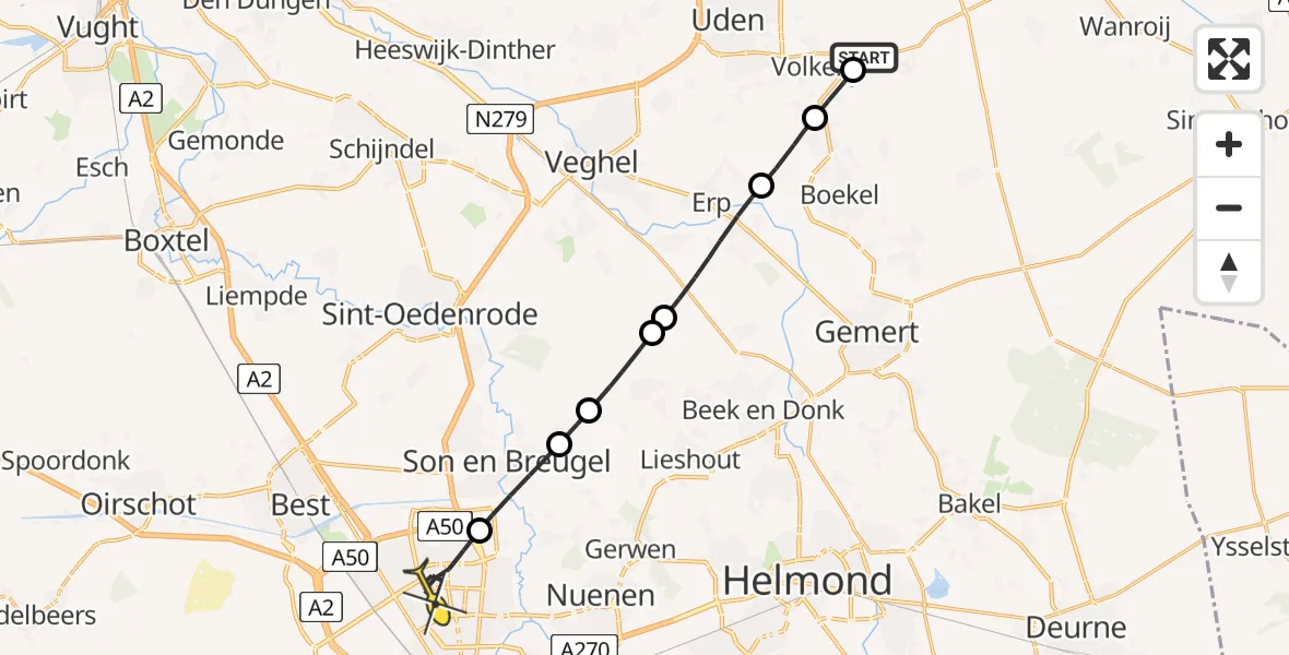 Routekaart van de vlucht: Lifeliner 3 naar Eindhoven