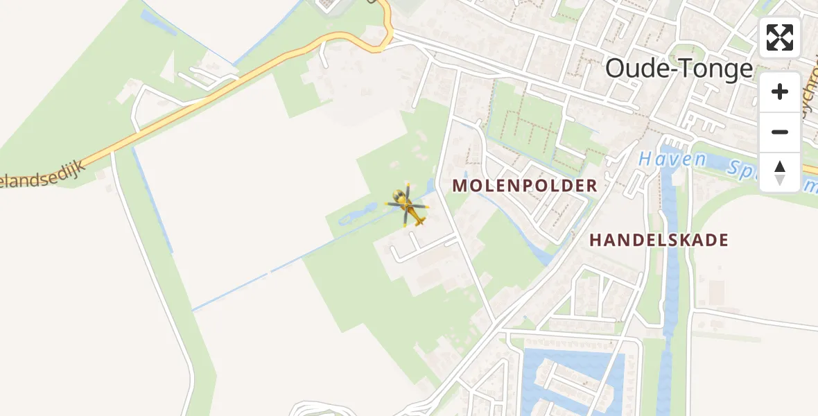 Vluchtroute Traumahelikopter Oude-Tonge - Oude-Tonge, 12 december 2023, 08:32