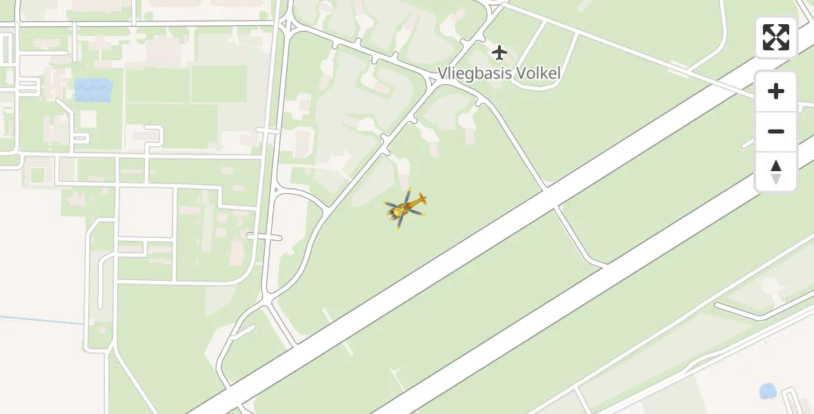 Vluchtroute Traumahelikopter van Vliegbasis Volkel naar Vliegbasis Volkel