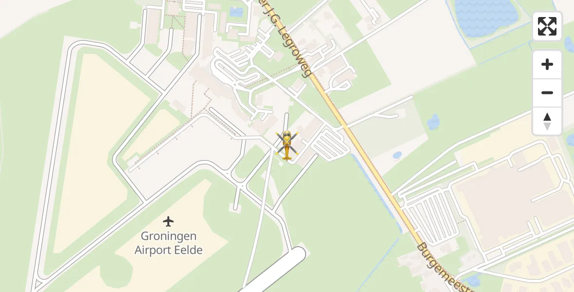 Vluchtroute Traumahelikopter Groningen Airport Eelde - Groningen Airport Eelde, 12 december 2023, 10:18