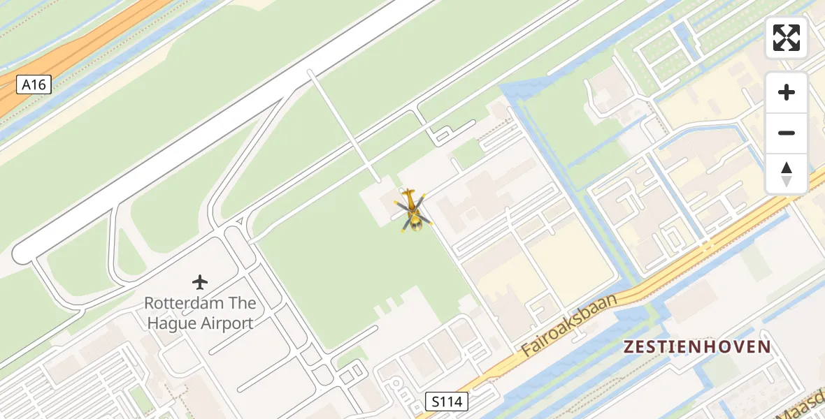 Vluchtroute Traumahelikopter Rotterdam The Hague Airport - Rotterdam The Hague Airport, 12 december 2023, 11:53